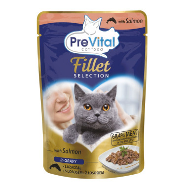 PreVital Fillet Selection hrana za mačke u vrećici s lososom, vrećica 85 g