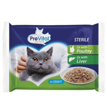 Vrećica za sterilizirane i kastrirane mačke perad, jetra 100 g (4 pakiranja)