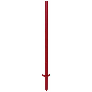 Metalni stup za električnu ogradu 150 cm x 3 mm, 5 rupa - dvostruka stopica, crveni