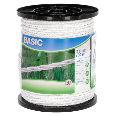 Ogradsko uže BASIC 200 m, 6 mm, bijelo, nehrđajući čelik 6 x 0,20 mm