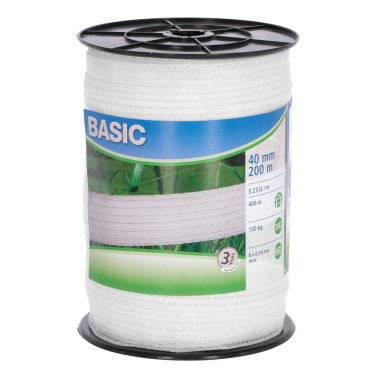 Traka za električnu ogradu BASIC 40 mm, 200 m, bijela