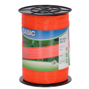 Ogradna traka BASIC 40 mm, 200 m, 12 x 0,16 Niro, narančasta