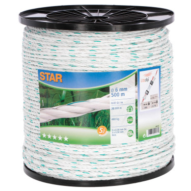 Ogradno uže Star 500 m, bijelo-zeleno, Ø 6 mm