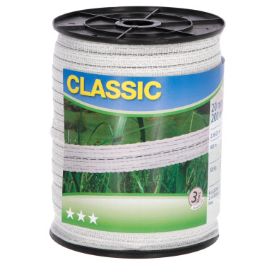 Traka za električnu ogradu Classic 200 m, 20 mm, bijela, 4×0,2 + 2×0,3 Niro