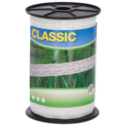 Traka za električnu ogradu Classic 200 m, 10 mm, bijela, 2×0,2 + 2×0,3 Niro
