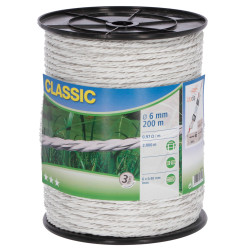 Ogradno uže Classic 200 m, Ø 6 mm, bijelo, 6 × 0,40 Niro