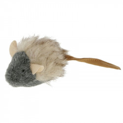 Kerbl plišana igračka za mačke - miš zviždaljka, siva, 15 x 5 cm